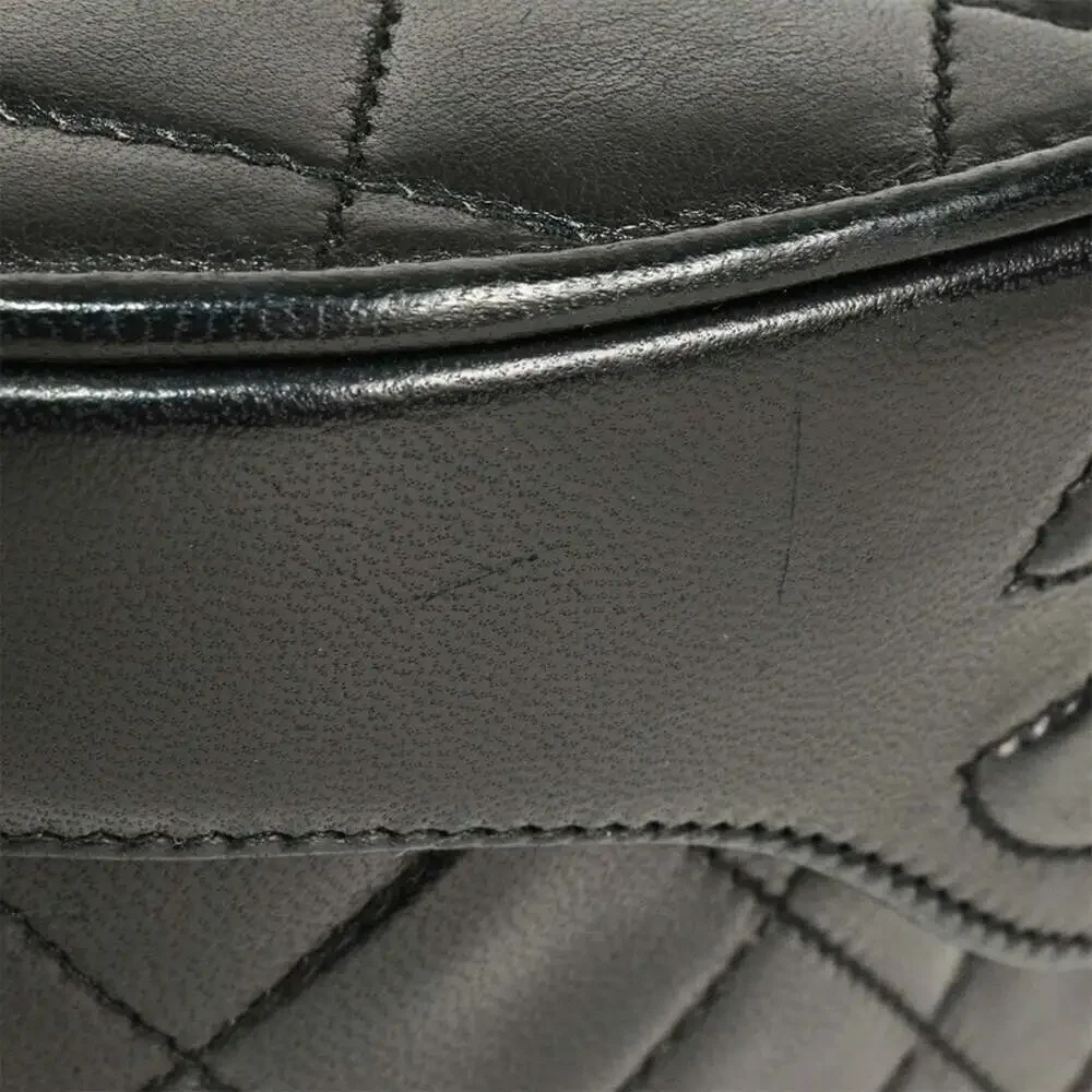 CHANEL Black Lambskin Leather Logo Shoulder Bag